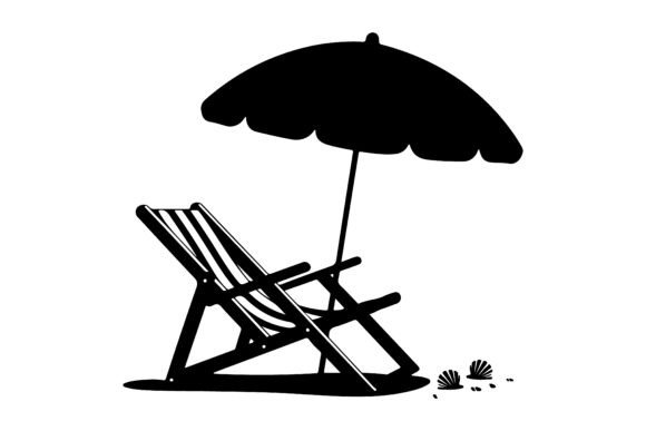 Download Beach Chair with Umbrella Silhouette - Beach chair Collection