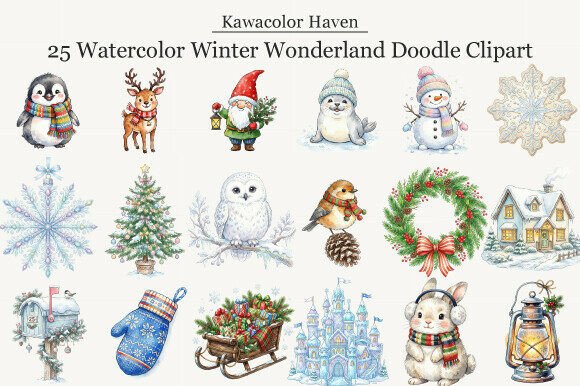 Download Watercolor Winter Wonderland Doodle Png - Doodle Collection