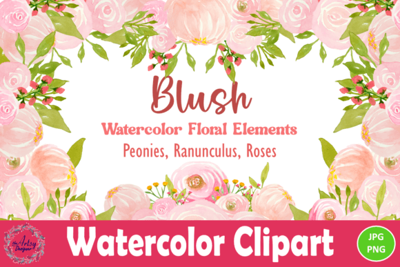 Download Blush Watercolor Floral Elements Clipart - Element Collection