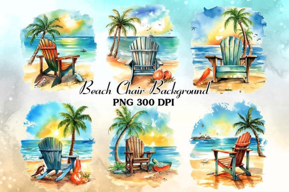 Download Beach Chair Background Watercolor Bundle - Beach chair Collection