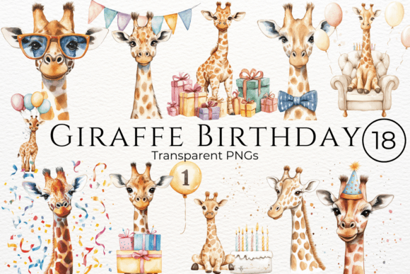 Download Giraffe Birthday Watercolor Clipart - Giraffe Collection