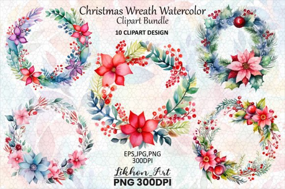 Download Christmas Wreath Watercolor Clipart - Christmas wreath watercolor Collection