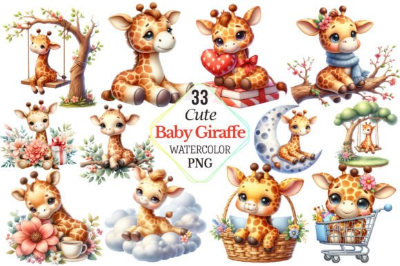 Download Watercolor Cute Baby Giraffe Clipart - Premium Resources