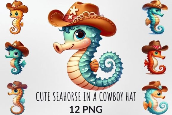Download Cute Seahorse in a Cowboy Hat Clipart - Cowboy hat clipart Collection