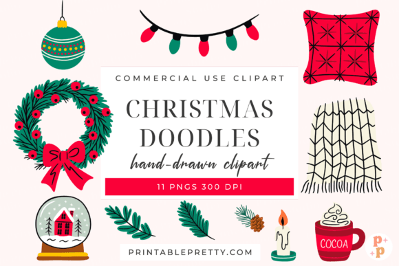 Download Christmas Doodles Clipart PNG Pack - Doodle Collection