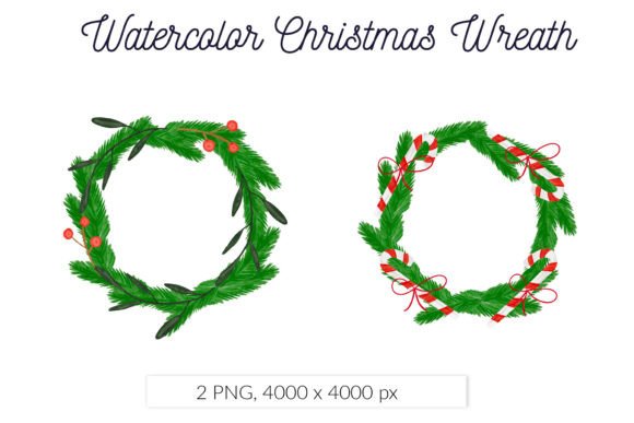 Download Christmas Wreath Watercolor Candy Berry - Christmas wreath watercolor Collection