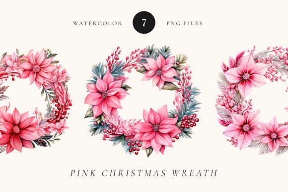 Download Pink Christmas Wreath Watercolor - Christmas wreath watercolor Collection