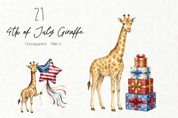 Download Watercolor 4th of July Giraffe Clipart - Premium Resources